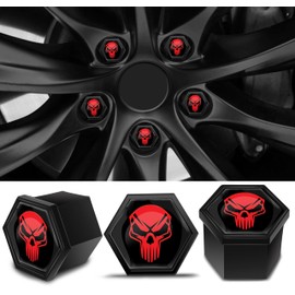 SkinoEu Wheel Bolts Wheel Nuts Rim Lock Nuts Caps Wheel Nut Covers Wheel Bolt Caps Wheel Nut Caps Plastic Covers Universal 17 mm Skull Black Red NB 8