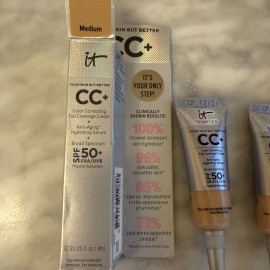 IT Cosmetics lot 2 IT CC+ COLOR CORRECTING FULL COVERAGE CREAM SPF 50 MEDIUM 0.135oz 4ml ea.