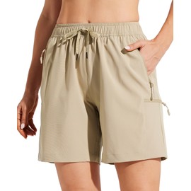 Willit Women's Shorts Hiking Cargo Quick Dry Golf Active Athletic Shorts 7" Lightweight Summer with Pockets Khaki S