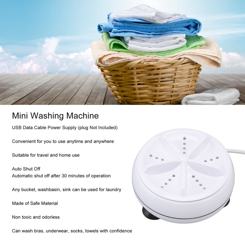 Mini Washing Machine Ultrasonic Low Noise USB Powered Portable Washer