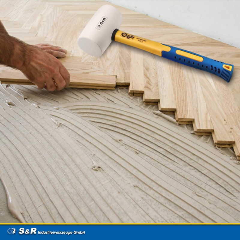 S&R Rubber Mallet White with Double Curved Handle Made from