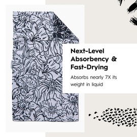 GEOMETRY Spring Kitchen Towels - Double Sided, Quick Dry Microfiber Cloth - Spring & Summer Dish Towels for Kitchen Drying - Premium Quick Dry Towel - Fab Floral, 18" x 30" - 1-Piece