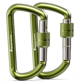 FresKaro Carabiner Screw Cap, Screw Carabiner, Hammock, Aluminium Carabiner, 12 kN-1224 kg, Aluminium, Ultralight, Durable, for Keys, Dog Lead, Green, Pack of 2