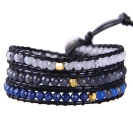 KELITCH Agate Wrap Bracelets Leather Adjustable Bracelets Boho Charm Bracelet