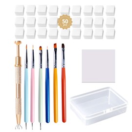 Aoboo Nail Sponges Set for Ombre Gel,Nail Art Tools Set-50Pcs Nail Sponges With Gold Grabbing Pen 6*nail art pen 50Color-mixing paper Transparent Plastic Storage Box Used to Store Nail Art Tools