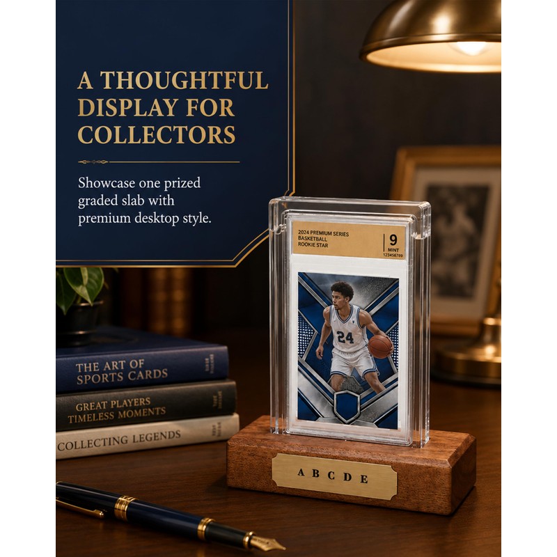 WEIMINLI PSA Acrylic Slab Case, Wood Base Graded Card Display