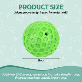 lasuroa Squeaky Dog Balls, 1.97 inch Tough Indestructible Dog Toys for Aggressive Chewers Groove Design Interactive Pet Teeth Training Ball for Playing Chewing (Green)
