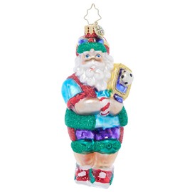 Christopher Radko Hand-Crafted European Glass Christmas Tree Decorative Ornament, Pickleball Pro Santa