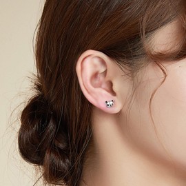 Presentski Panda Earrings 925 Sterling Silver Studs Cute Animal Earrings for Girls Hypoallergenic Panda Bear Stud Earrings for Women