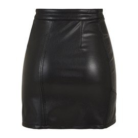 Urban Classics Ladies Synthetic Leather Biker Skirt, Women's Faux Leather Skirt, Available in Black, Sizes XS-5XL, black