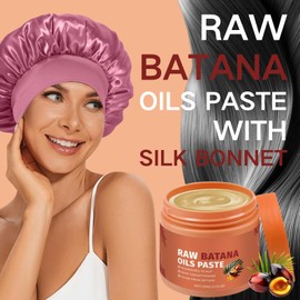 2pcs Raw Batana Oils Paste With Silk Bonnet,Long-Lasting Moisturizing Batana Oil Paste for Hair Growth,Raw Batana Oil Hair Mask Strengthener oil Repair Split Ends,Prevents Hair Loss & Treats Dry Hair