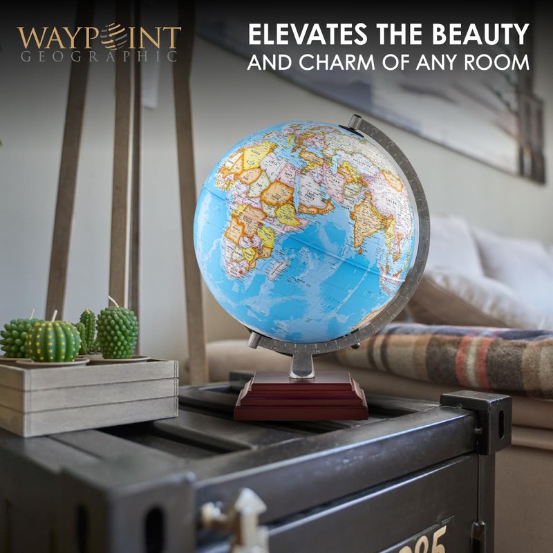 Waypoint Geographic Odyssey Plus Globe, 12" Blue Ocean-Style World Globe,