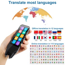 Translation Pen Scanning, 134 Languages Translator Device, Reading Pen for Dyslexia, Supports Language and Scanning in Text, Digital OCR Reading Pen, Multilingual Language Translator Device for