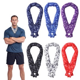 6pcs Cooling Neck Wraps, 24.8x1.97in Neck Cooler Bandanna with Button Neck Cooling Ice Pack Cool Scarf Neck Towel Cooling Cloth Rags for Walking Riding Outdoor Hot Weather (Tie dye)