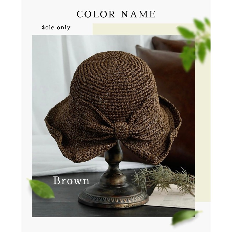 $ole only Straw Hat, Ribbon, Wire Included, Straw Hat, Adjustable