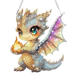 Lxmsja Dragon Diamond Art Hanging Ornaments with Chain for Adults Kids, Special Shaped Diamond Painting Pendant Kits, Hanging Crystal Suncatcher Gem Art Kits for Home Door Wall Decor Gifts