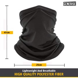 Generise Snood Face Mask Snoods for Men, Women - x1 Windproof Scarf Mask Face Covering Polyester Black