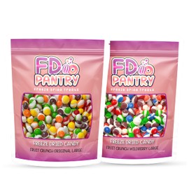 Freeze Dried Candy Variety Pack | 2 Pack, 2 Pound - Original Rainbow & Wildberry Fruit Crunch Combo Bundle, 32oz Total Assorted Freeze-Dried Candies