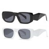 Rectangle Sunglasses for Women Retro Square Sunglasses UV400 Protection (Black+White)
