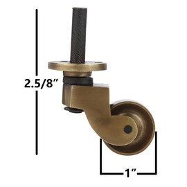 A29 Set of 4 Casters Heavy Duty, Solid Brass Stem Caster Wheels Safe for Floors, Replacement for Floor Mat, Wheels for Furniture/Chairs/Tables, Heavy Duty Caster 1 Inch, Antique Brass Finish