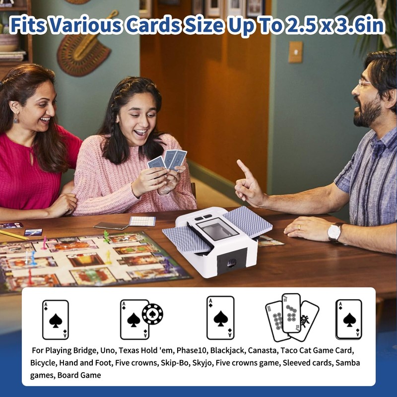 Rechargeable Automatic Card Shuffler for 2 Decks, 2000mAh Built in