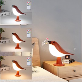 THOEWONG Small Bird Desk Lamp, Rechargeable Cordless Table Lamp with 3 Color Temperatures, Remote Control & Touch Sensor, Battery Operated Brid Night Light for Bedroom, Kids, and Outdoor Use,1 Pack