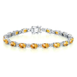 Bracelets for Women Sterling Silver Created Gemstone Tennis Bracelet Sparkling Cubic Zirconia CZ Birthstone Bracelets Charm Anniversary Birthday Jewelry Gifts for Women Girls 7 Inches, no gemstone