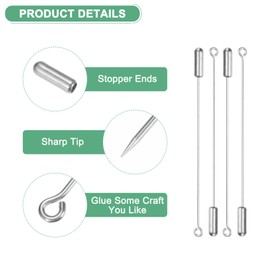 M METERXITY 30-Pack Brooch Stick Pins, 2.8 Inch Copper Long Needle Eye Pin with Stopper Ends for DIY Clothing/Accessories/Suit Tie/hat/Scarf/Jewelry, Straight Flat Head Pins [Silver]