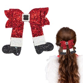 Christmas Hair Clip, Large Red Bow Hair Barrette Clips for Women Girls, Glitter Christmas Stocking Hair Pin Christmas Hair Accessories for Christmas Party Gifts Y4HDXFJ