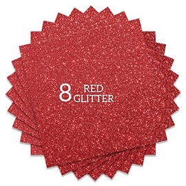 FANSGUAR Red Glitter HTV Heat Transfer Vinyl Bundle 8 sheets-12"x12" Iron on Vinyl for T Shirts Hats Clothing Compatible with Cricut Cameo Heat Press Machine