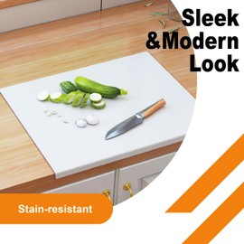 Acrylic Cutting Board with Counter Lip, White Cutting Boards for Kitchen, Non Slip Cutting Board for Countertop, Kitchen Gadgets, Minimalist Counter Decor, Aesthetic Kitchen Decor (White, 16.1"x12.5")