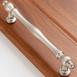 BEROSSA 5 Inch Screw Spacing, Brushed Nickel French Style Classical Pulls, Kitchen Cabinet Handles, Pack of 10 | Solid Furniture Hardware for Cupboard Door Dresser Drawer Bathroom Vanity 2510