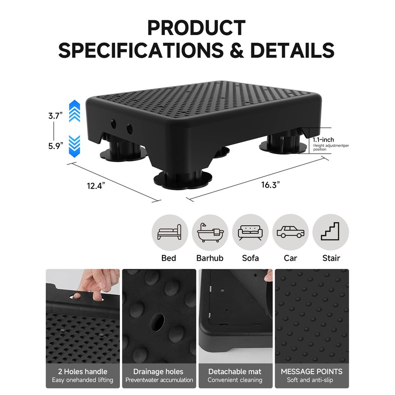 Adjustable Step Stool for Adults, Bed Step Stools, 600 LBS