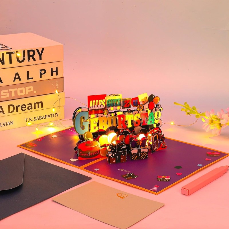 Lecone Geburtstagskarte mit Musik Happy Birthday, Pop Up Karte Geburtstag,