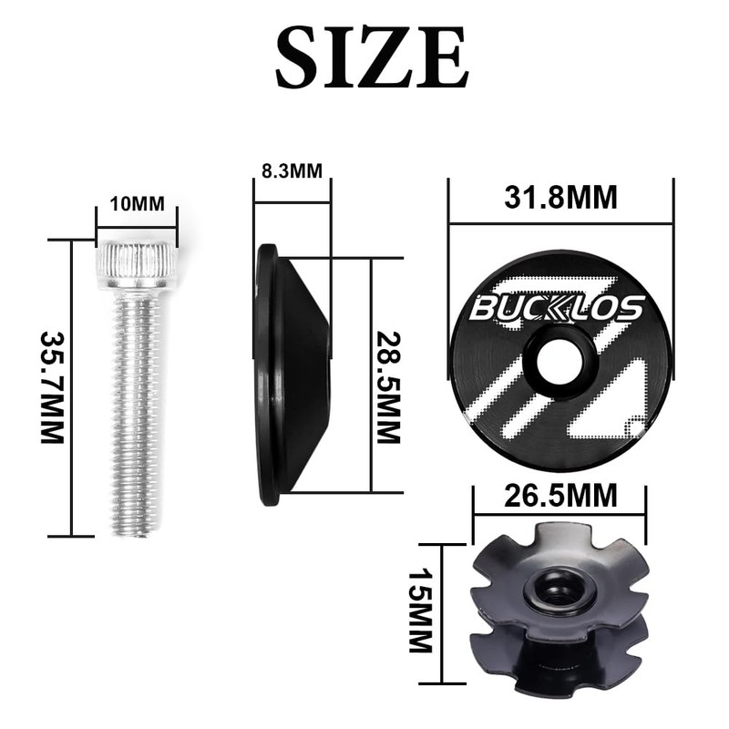 BUCKLOS Bicycle Headset Top Cap and Star Nut, Fits 1-1/8"
