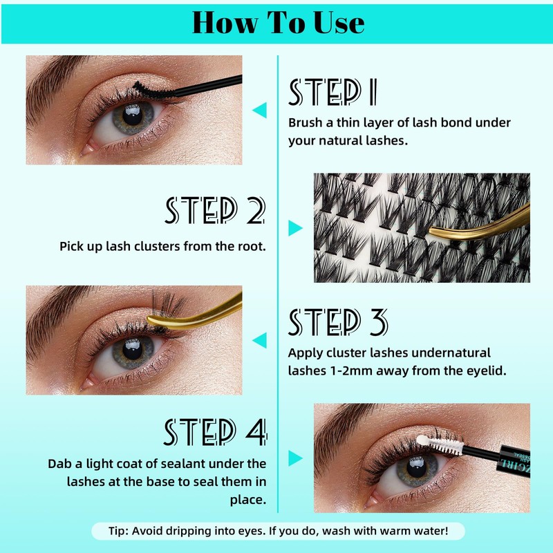 Eyelash Extensions, 280 Pieces, DIY Lash Clusters, 50D D Curl