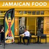 Jamaican Food Advertising Feather Flags Banner, Jamaican Food Swooper Flags