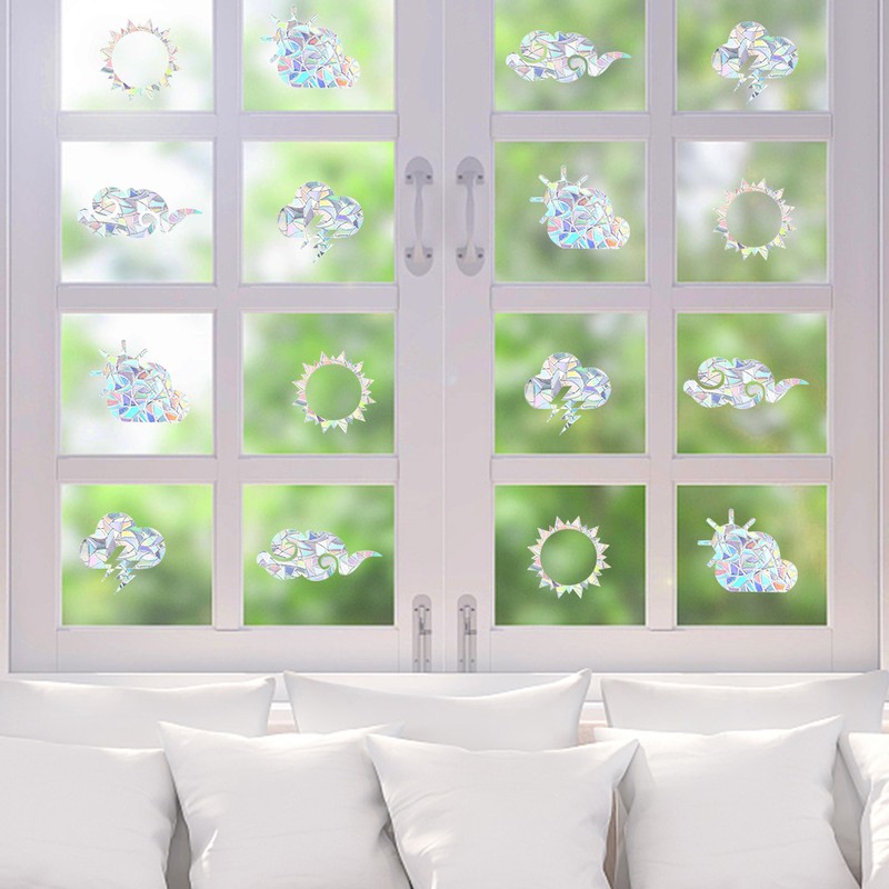 16Pcs Rainbow Suncatcher Window Clings Anti Collision Window Stickers Decals