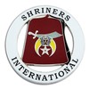 Shriners International Fez Round White & Red Masonic Auto Emblem
