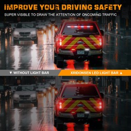 XRIDONSEN 35 inch Traffic Advisor Red White Emergency Light Bar 48 LED Strobe Lights Safety Hazard Warning Lights Front/Rear Window w/Display Controller for Volunteer Firefighter Vehicles Fire POV