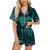 Women's Silk Satin Pajamas Set Short Sleeve Sleepwear Two Piece