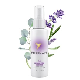 Freedom Lavender Eucalyptus Shower Spray Aromatherapy - Natural Shower Mist for Stress Relief and Clear Sinuses - Lavender Spray for Sauna - At Home Spa Experience - Lasts Up to 50 Showers 2 fl oz