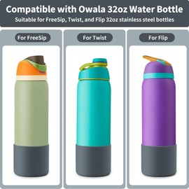 Diumepo Silicone Boot for 32 oz Owala Water Bottles, Anti-Slip Protective Sleeve for Owala Twist & FreeSip & Flip Insulated Water Bottle, Boot Bottom Base for Owala (Grey)