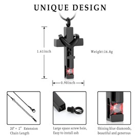 Cremation Jewelry Black Cross Urn Pendant Keepsake Memorial Necklace