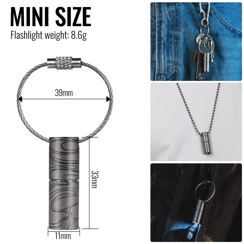 KeyUnity KF00 Titanium Mini Torch Keyring 15 Lumen Waterproof LED