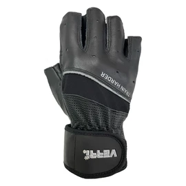 Verri | Guantes de Gym en Piel con muñequera para Seguridad y protección de Manos y muñeca en Entrenamiento en Gimnasio con Pesas, Negro, EG