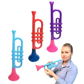 Zugar Land Colorful Plastic Trumpets (13 Inch) Noisemaker Music Toys for Kids Instruments Noise Makers for Parties and Events, Cool Birthday Party Favors, Sports Celebrations   (6 Trumpets)