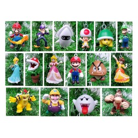 Mario 16 Piece Ornament Set with Wario, Bowser, Princess Peach, Rosalina and Friends (Unique Shatterproof Design)
