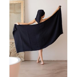 Viva Maison - Muslin Bath Towel Pack of 2 32"x67" Inch Large Size, 100% Turkish Cotton, Thin, Soft, Quick-Dry, Lint-Free Bath Towels (Black, Pack of 2 Bath Towels)