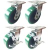 4 Heavy Duty Caster Set Polyurethane on Cast Iron Wheels